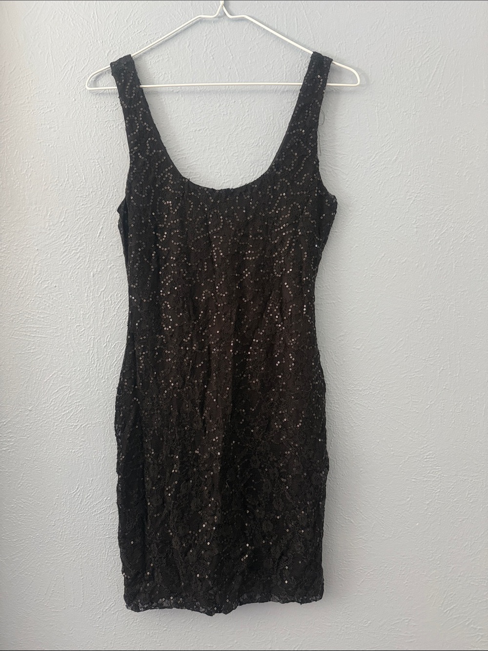Lily Rose Black Sequin Scoop Neck Mini Dress